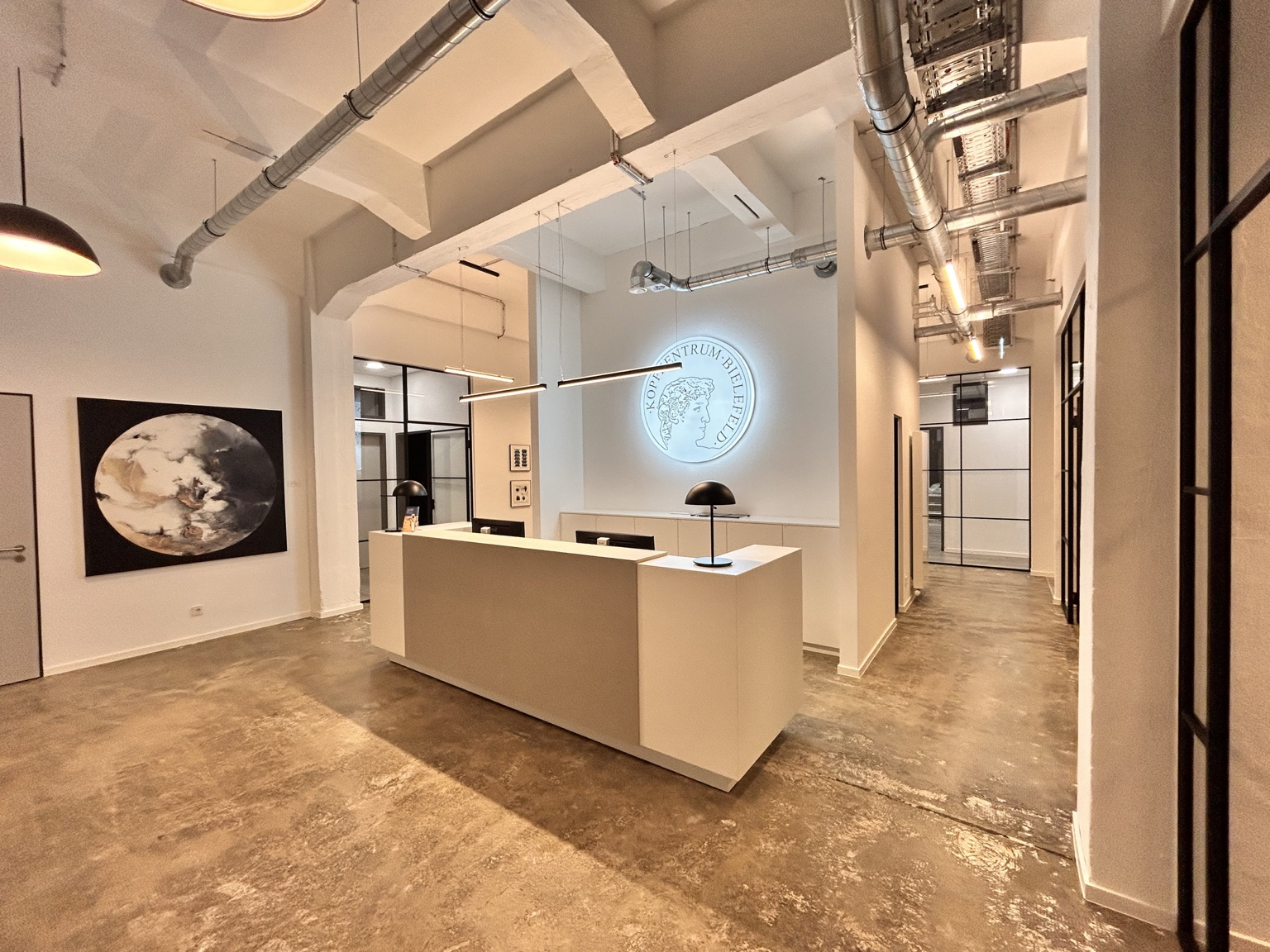 Receptionsområde i Kopfzentrum Bielefeld